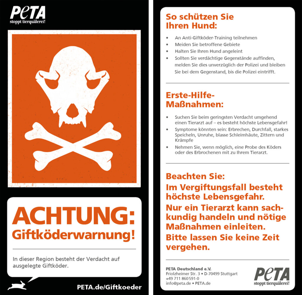 PETA Flyer zu Giftködern.