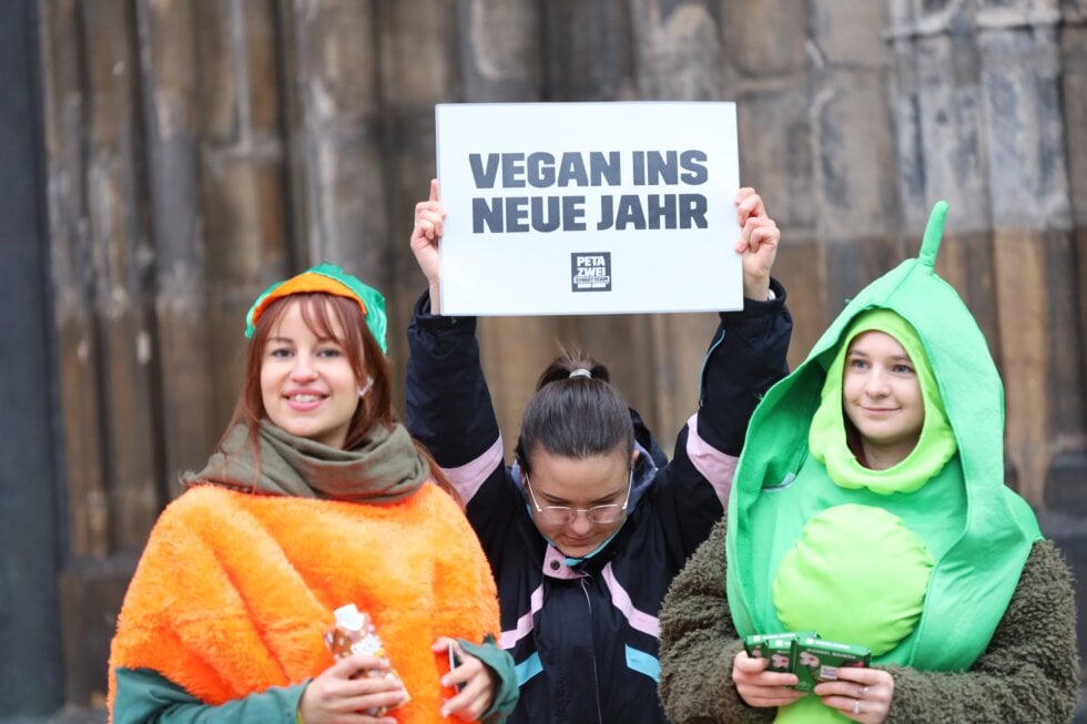 PETA-Aktive bei einem Protest.