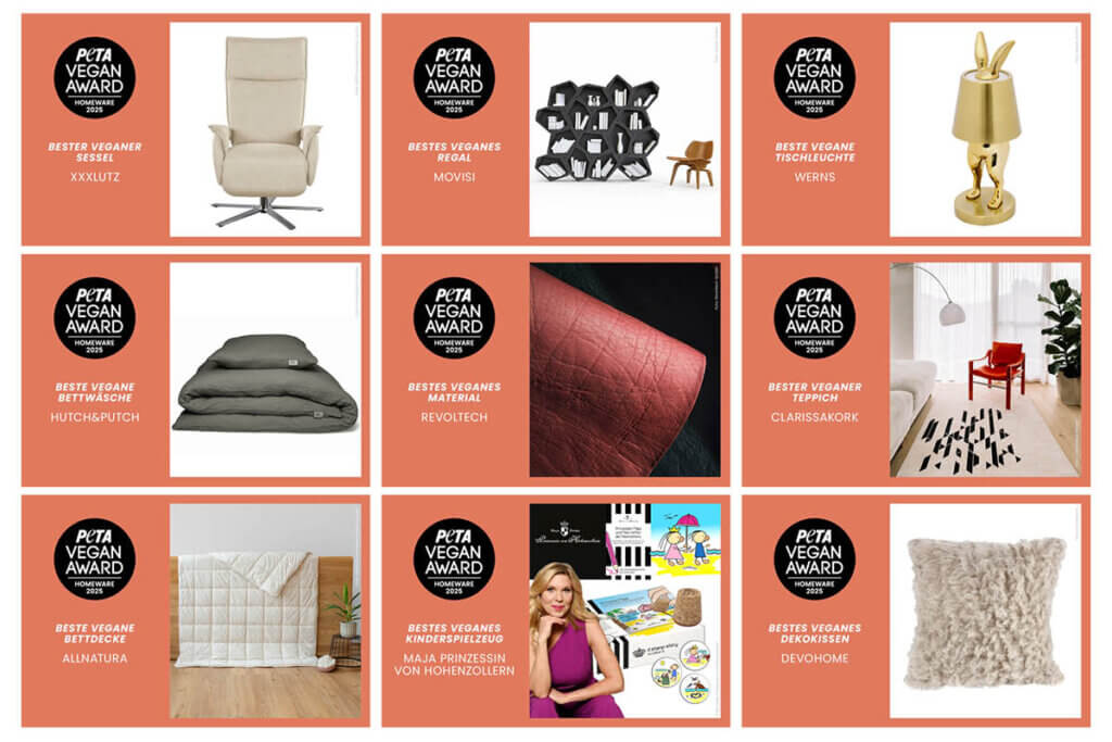 die Gewinner des PETA Vegan Homeware-Awards.