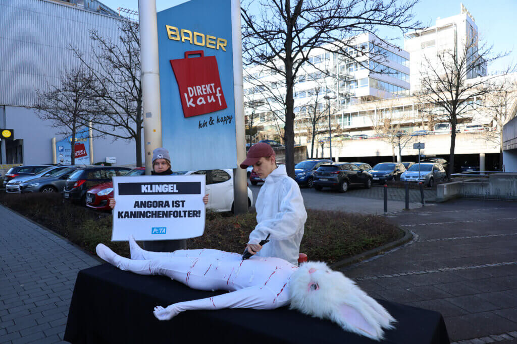 Peta Aktion Angora Kaninchenwolle in Pforzheim