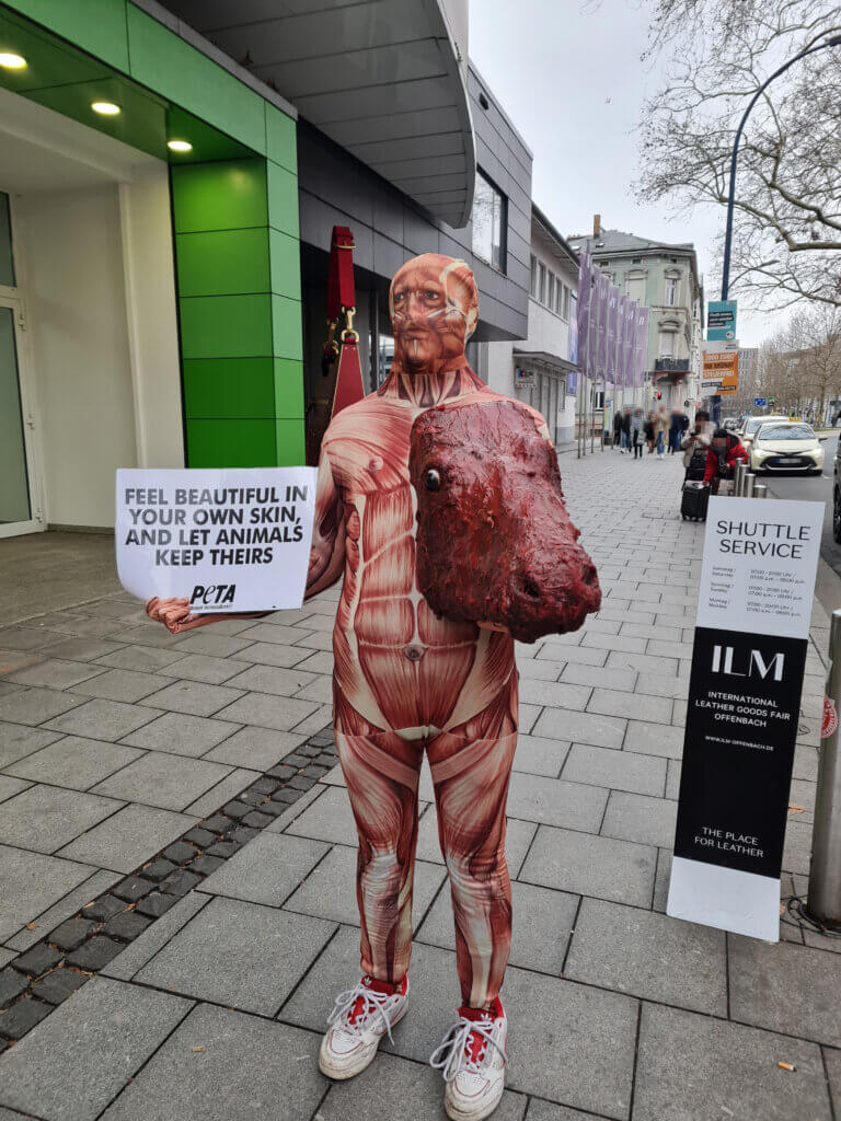 Aktivistische Person in einem gehäuteten Anzug