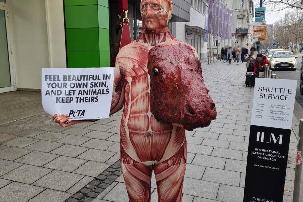 Aktivistische Person in einem gehäuteten Anzug