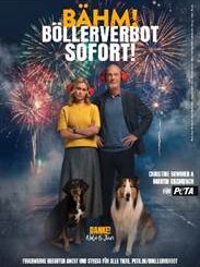 PETA-Motiv mit Christine Sommer und Martin Brambach und zwei Hunden