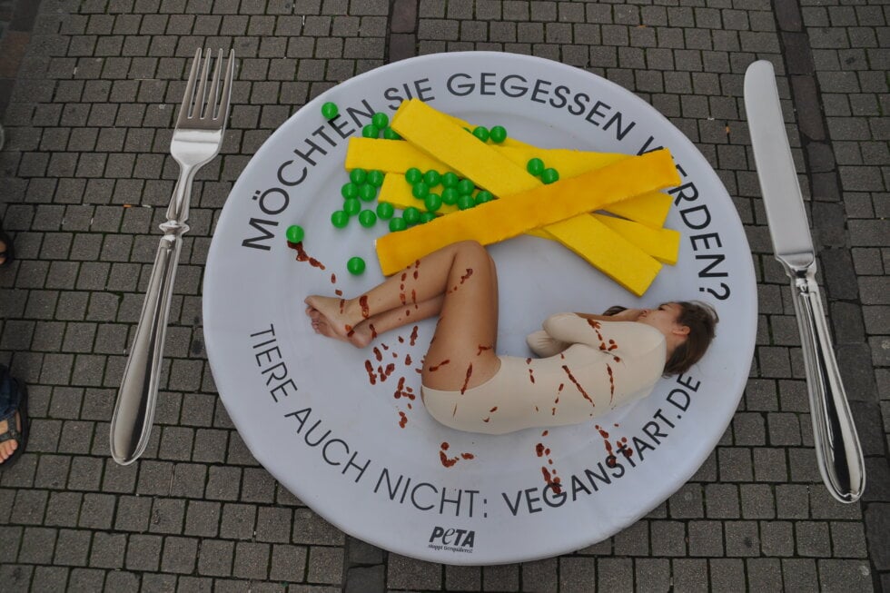 Aktivistin auf einem großen Teller